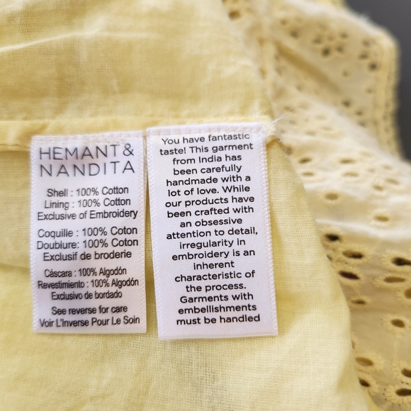 NWT Hemant & Nandita Floral Embroidered Mara Mini Skirt Butter Yellow Size Small - Picture 11 of 12